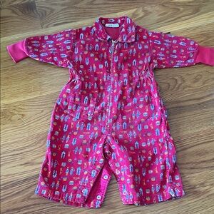 Vtg Healthtex Nutcracker Red Baby jumper corduroy coveralls